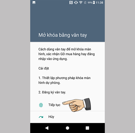 Nhập mã Pin để vào